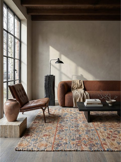 AVILL Kadima Design Jute-Teppich Boho Patchwork in Natur-Blau, B/T: 80 x 150 cm - Bild 1