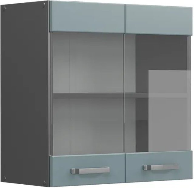 Vicco R-Line Glashängeschrank Küchenschrank mit 2 Glastüren in Blau-Grau/Anthrazit, Breite: 60 cm - Bild 2