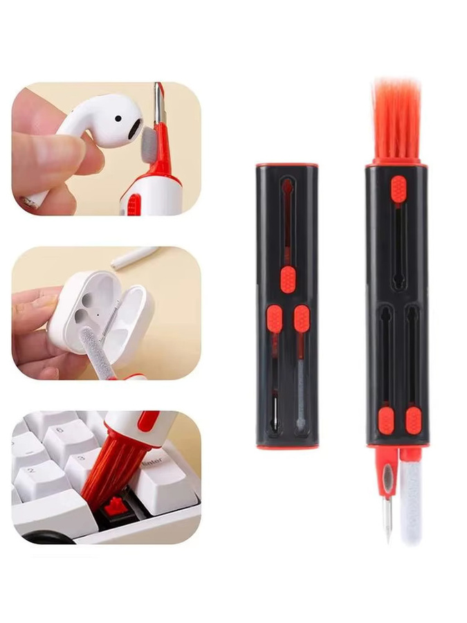 Peruioga 3-in-1 Multifunktions-Reinigungsset für Airpods und Bluetooth-Kopfhörer in Schwarz - Bild 4