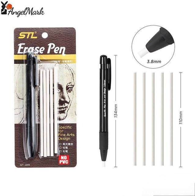Mechanischer Präzisions-Radiergummi-Stift mit 3,8 mm Highlight-Radiergummi für Künstler und zum Skizzieren, nachfüllbar, Schwarz - Bild 1