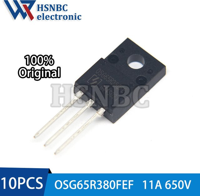 10 Stück HSNBC OSG65R380FE N-Kanal Power MOSFET Transistor TO-220F 11A 650V Schwarz - Bild 1