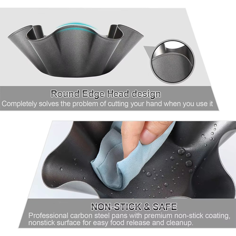 LMETJMA Tortilla Pan Set aus Carbonstahl mit Antihaftbeschichtung zur Herstellung von Tortilla Shells und Taco-Schalen - Bild 4