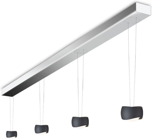 Oligo Curved Slack-Line 4-flammige LED-Pendelleuchte in Schwarz Matt und Chrom mit Tunable White (2200K - 5000K) und Casambi-Steuerung - Bild 1