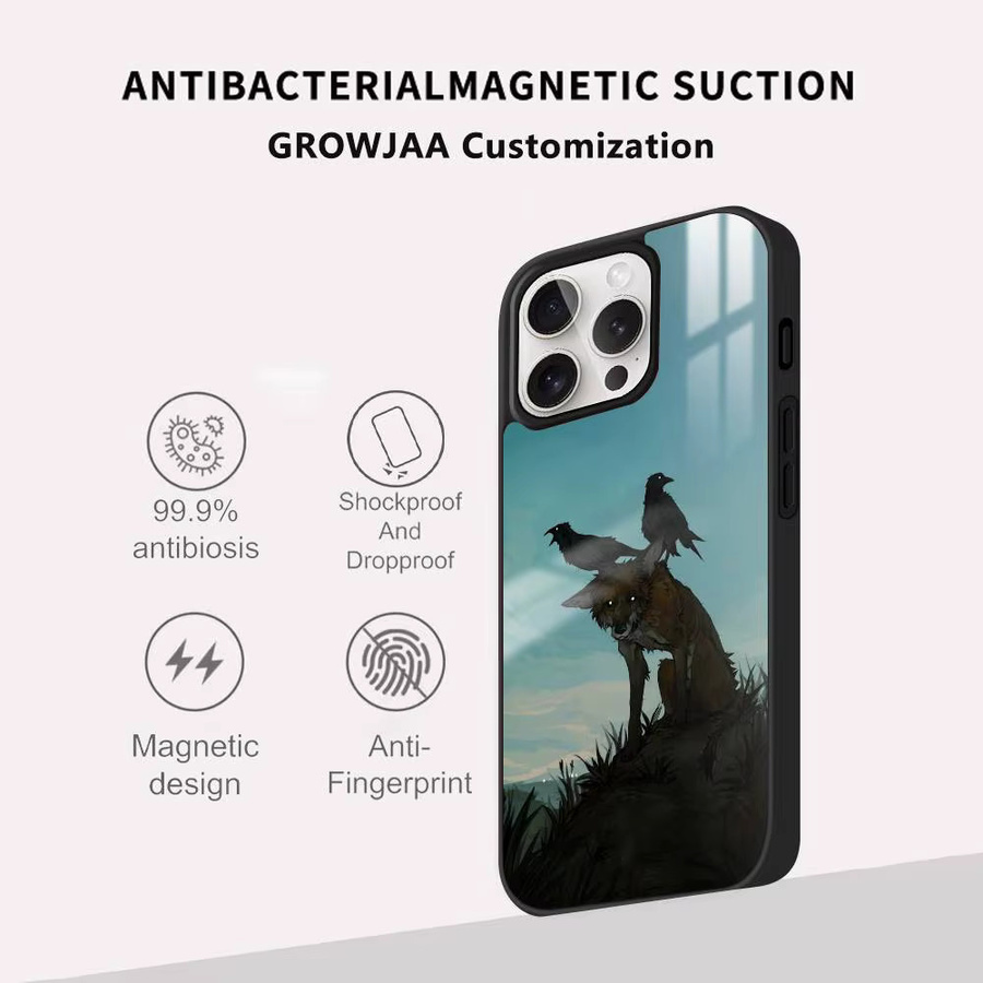 MagSafe kompatible Kunst Handyhülle mit Black Eagle und Wolf Design für Apple iPhone 11 bis 17 Pro Max Plus Mini, Multicolor - Bild 3