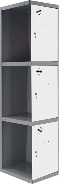 PROREGAL Spind AMEGO Anbaumodul mit 3 Abteilen, Schließfach Garderobe aus Metall, Anthrazit-Weiß, H x B x T: 180 x 30 x 50 cm - Bild 1