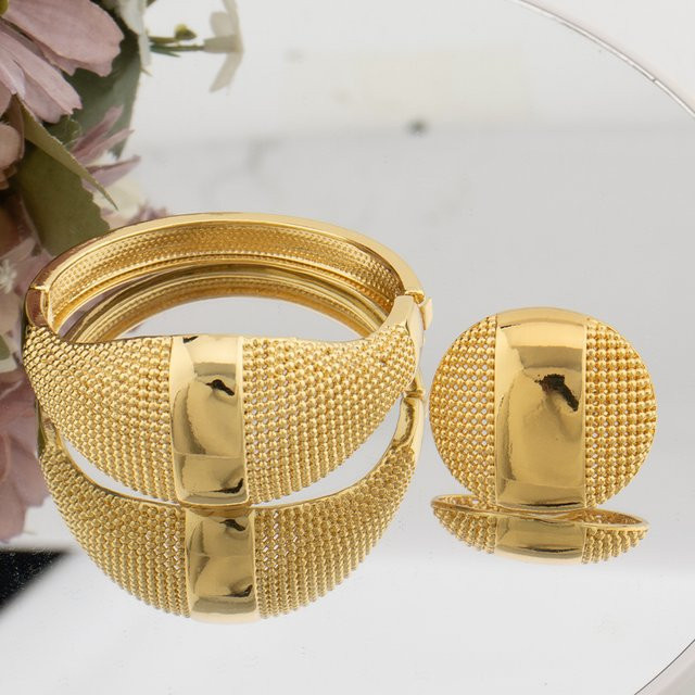 LETINGSHA Armband Armreifen mit Ring, Gold, Damen - Bild 1