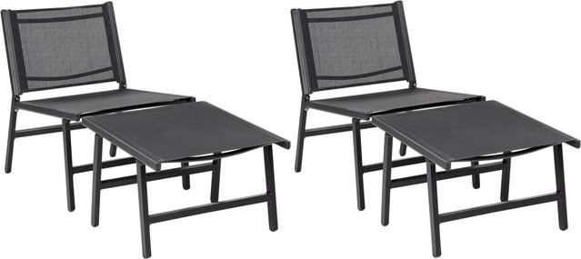 Beliani Gartenstuhl aus Aluminium und Textilene in Schwarz, modern und wetterfest, B/T/H: 60 x 54 x 70 cm - Bild 1