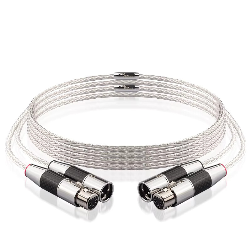 YYAUDIO Hifi XLR Kabel Paar aus reinem 7N OCC versilbertem Audiokabel mit Kohlefaser in Schwarz - Bild 3