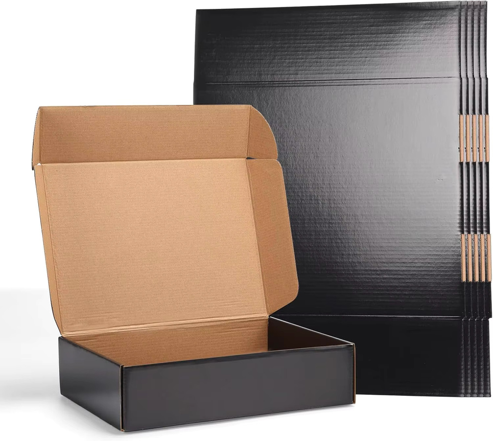 10 Versandkartons aus schwarzer Wellpappe als Geschenkboxen für Verpackung und Lagerung - Bild 2