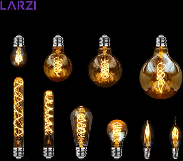 LARZI LED Retro Vintage Glühlampe Spirale Filament Globe, E14, 4W, 2200K Warmweiß, dimmbar, transparentes Glas - Bild 1