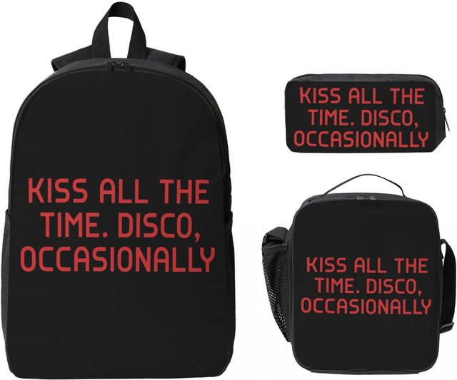 Fancy Style Studio Harry Styles Kuss All The Time Rucksack-Set für Schulkinder mit Federmäppchen und Brotdose in Braun - Bild 1