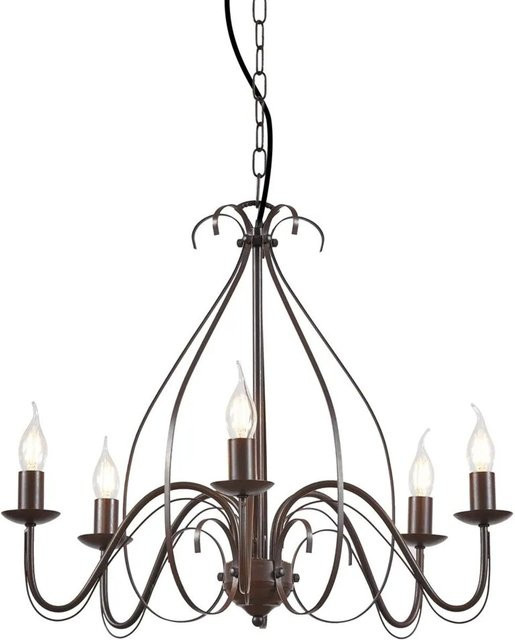 QAZQA Klassischer Kronleuchter Giuseppe in Rostbraun, 5-flammig aus Stahl im ländlichen Design mit E14 Fassung - Bild 1
