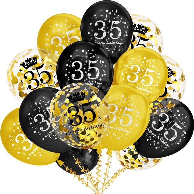 LQDIANTANG Latexballons Set in Gold und Schwarz für Geburtstagsdekorationen, 15 Stück, 12 Zoll, rund - Bild 1