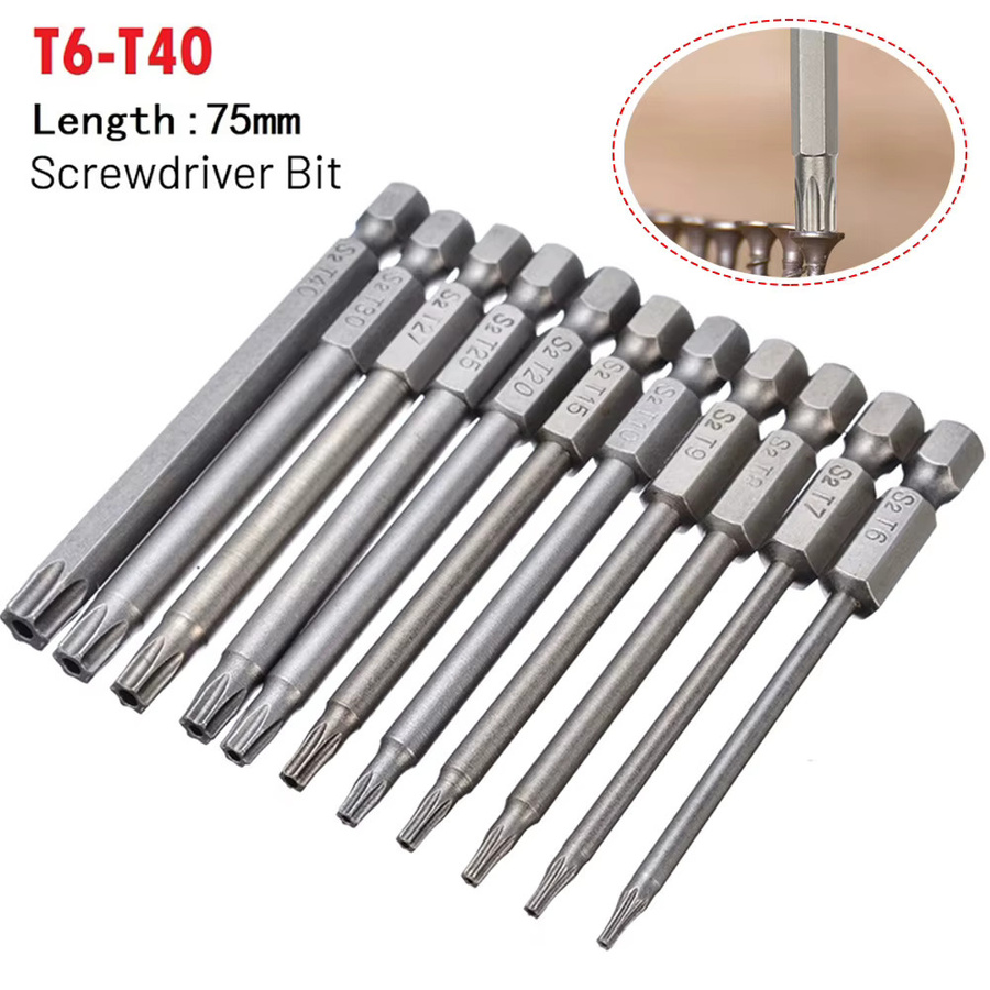 VIBRATITE Magnetischer Torx-Schraubendreher Bit T40 Sicherheit Tamper Proof aus Legiertem Stahl, Länge: 75 mm - Bild 2