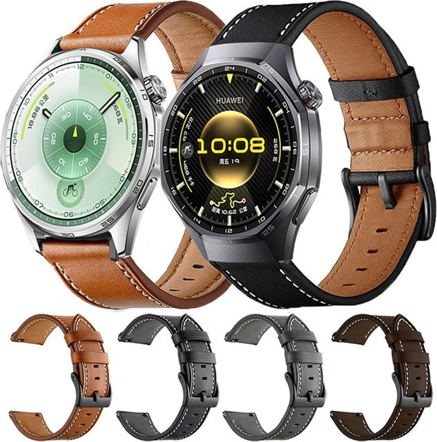 Uhrenarmband Leder, Schwarz, Unisex - Bild 1