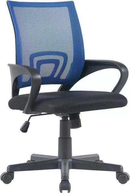DELUKE ZEOS Ergonomischer Bürostuhl in Blau mit Netzbespannung, höhenverstellbarer Drehstuhl mit Armlehnen und Rollen, Belastbarkeit bis 120 kg - Bild 1
