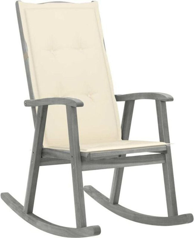 Vidaxl Schaukelstuhl aus Massivholz Akazie mit Auflage in Grau im Retro-Design - Bild 1