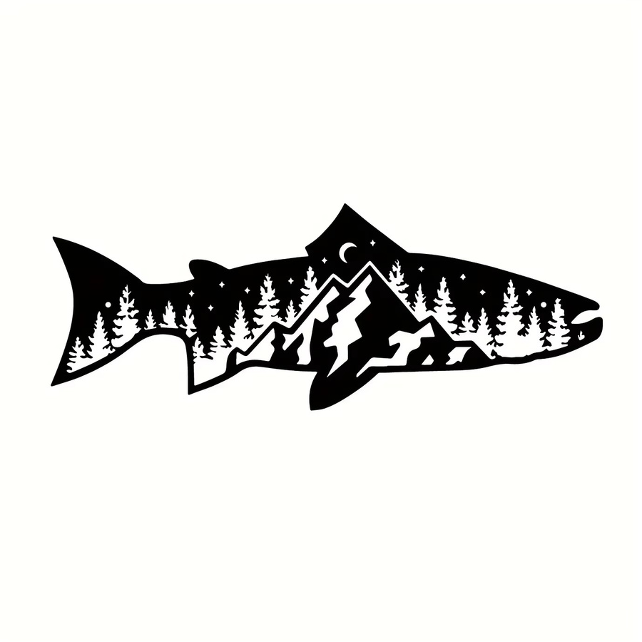 Cifbuy Wandkunst aus Metall in Fischform, modernes Naturmotiv in Schwarz zur Dekoration deiner Wände - Bild 4