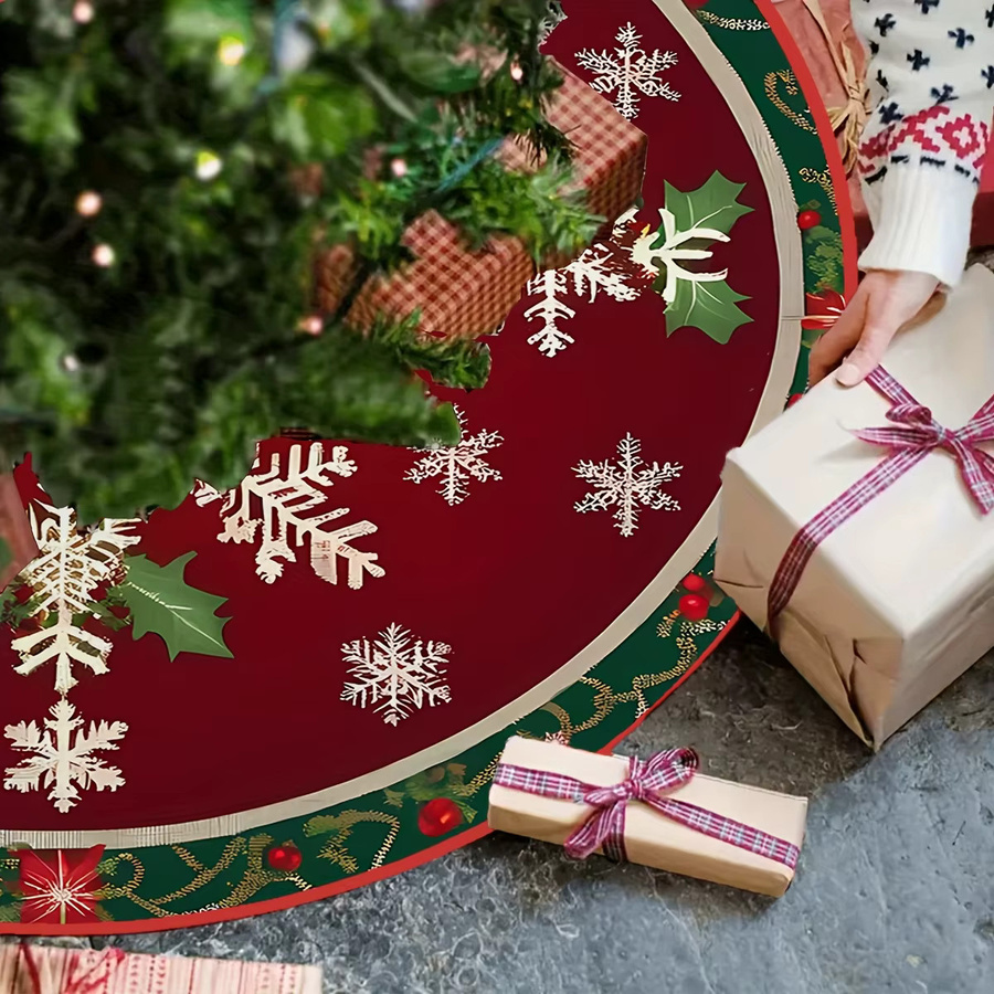 VIKAMA Weihnachtsbaumrock mit Schneeflocken-Aufdruck in Rot - Bild 3