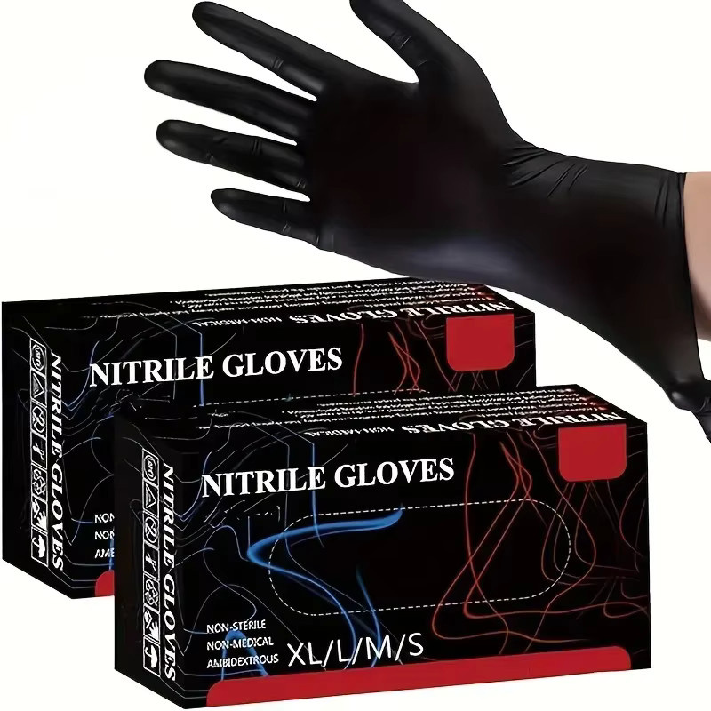 XMSJ Nitrilhandschuhe in Schwarz, latexfreie und puderfreie Einweghandschuhe für Haushalt, Reinigung, Tattoo und Friseur - Bild 6
