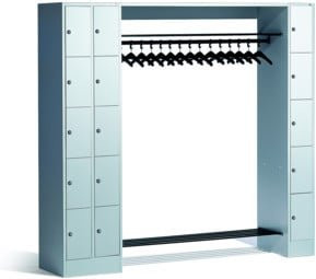 C+P Offene Garderobe mit Schließfächern für 15 Personen in Lichtgrau, H: 195 cm, B: 210 cm, T: 48 cm - Bild 1