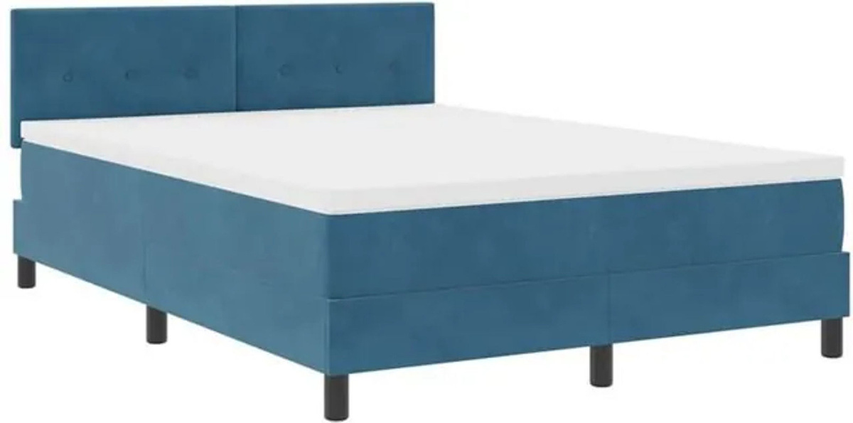 Boxspringbett mit Matratze von vidaXL in Dunkelblau, modernes Design aus Stoff und Holzwerkstoff, B/T: 140 x 190 cm - Bild 1