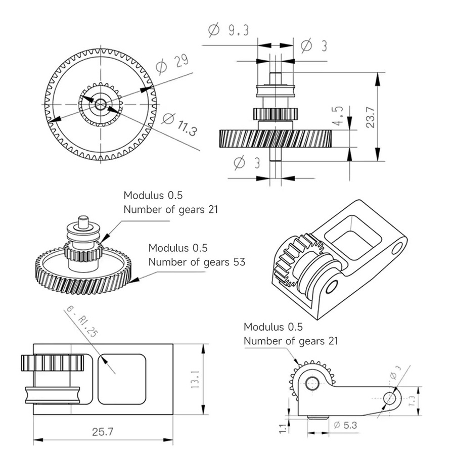 Bambu Lab Upgrade-Baugruppe aus gehärtetem Stahl für Extruder-Zahnräder passend für P1S, P1P, X1 und X1C 3D-Drucker-Zubehör - Bild 3