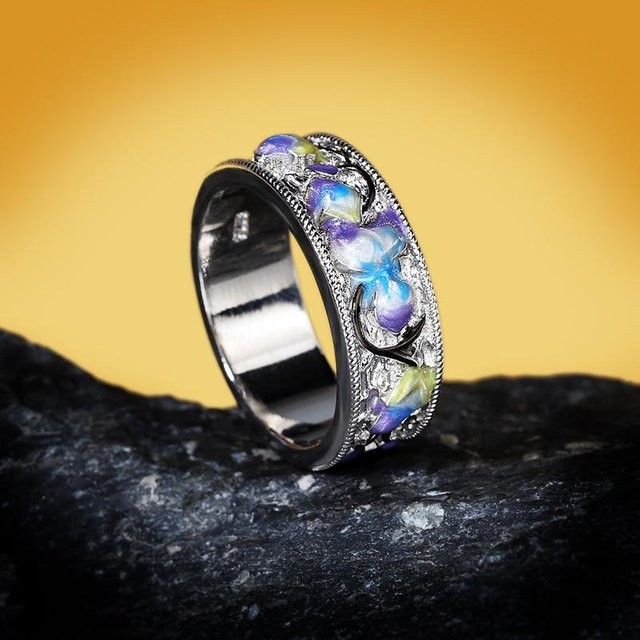 YIRAN Jewelry Verlobungsring, Emaille, Diamant, Unisex, Ringgröße 9 - Bild 1