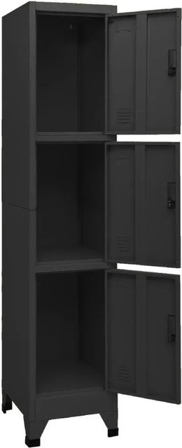 vidaXL Schließfachschrank aus Stahl in Schwarz mit abschließbarer Tür und Namensschildhalter, B/T/H: 38 x 45 x 180 cm - Bild 1