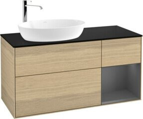 V&B Waschtischunterschrank Finion in Anthrazit mit Eichenoberfläche, Breite: 120 cm, Tiefe: 50,1 cm, Höhe: 50,1 cm - Bild 1