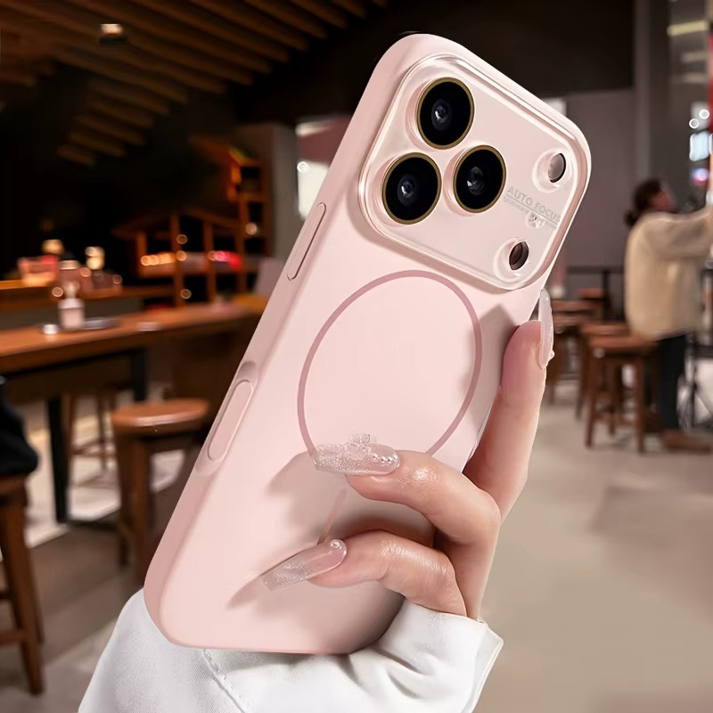 Jinitaimeik MagSafe Flüssigsilikon Schutzhülle für iPhone 17 16 15 Pro Max mit großem Fenster, magnetisch und robust, in Blau oder Pink - Bild 2