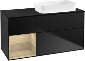 V&B Waschtischunterschrank Finion mit offener Ablage rechts, Blau Lacquer, B/T: 120 x 60 cm - Bild 1