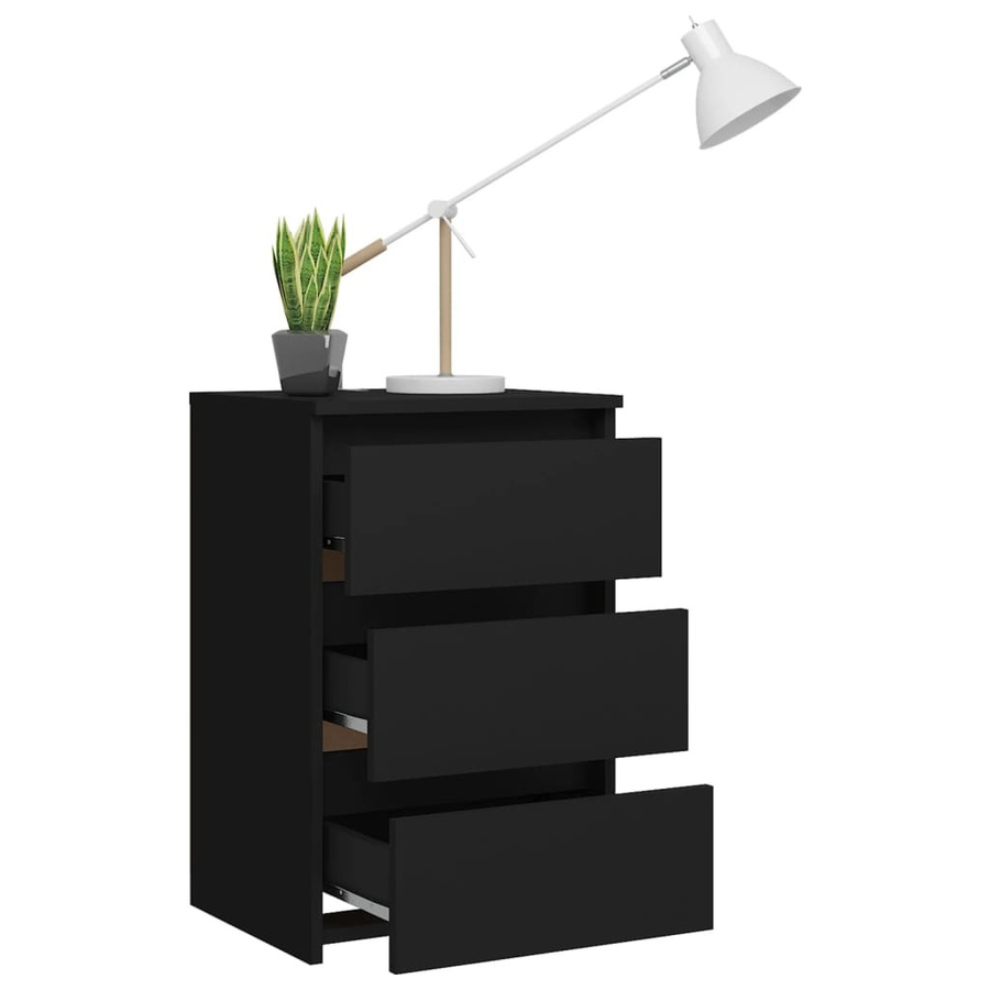 vidaXL Nachttisch Schwarz aus Holzwerkstoff B/T/H: 40 x 35 x 62,5 cm - Bild 4