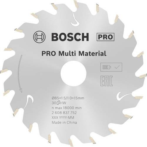 Bosch Kreissägeblatt Standard for Multi Material für Akkusägen, Durchmesser: 85 mm, Bohrung: 15 mm, 30 Zähne, Farbe: Silber - Bild 1