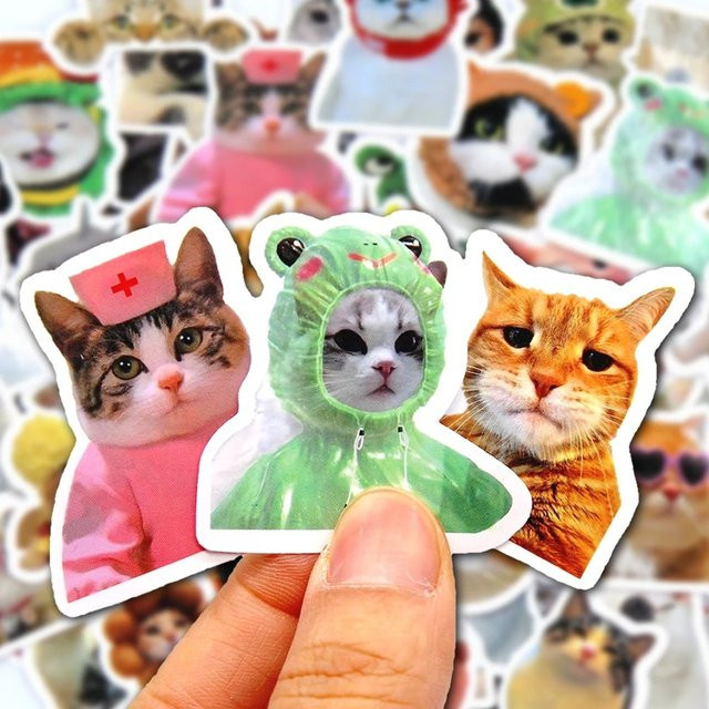50 Stück Lustige Katze Aufkleber im Cartoon-Design, Bunte Sticker für Laptop, Telefon, Fahrrad und Gepäck - Bild 1
