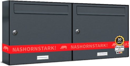 AL Briefkasten für 2 Parteien, Aufputzmontage, grau, B/H/T: 76,6 x 34,5 x 11,6 cm - Bild 1