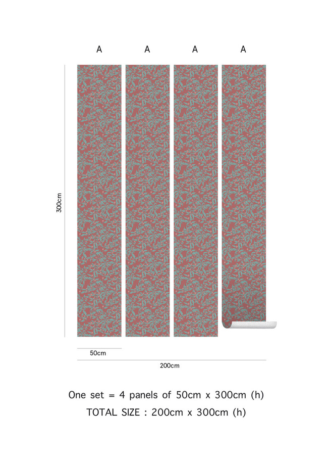 Isidore Leroy Tapete Clementine Raspberry in Rot und Mehrfarbig mit botanischem und floralem Design, Vlies-Tapete, Matt - Bild 1