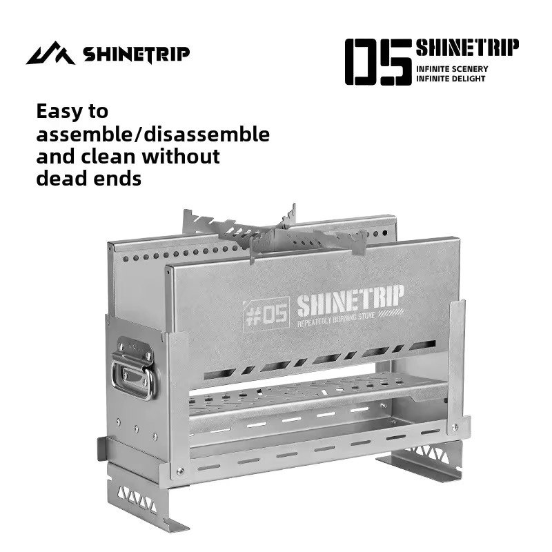 MOUNTAINHIKER ShineTrip Outdoor Camping IGT Side Burner aus Edelstahl in Silber, faltbarer tragbarer Kocher für den Einsatz auf dem Tisch - Bild 3