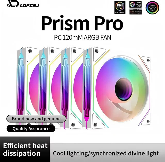 LDPCSJ PRISM 4 PRO Computergehäuselüfter 12 cm ARGB PWM Weiß Multicolour 45,2 CFM 600–1500 U/min - Bild 1