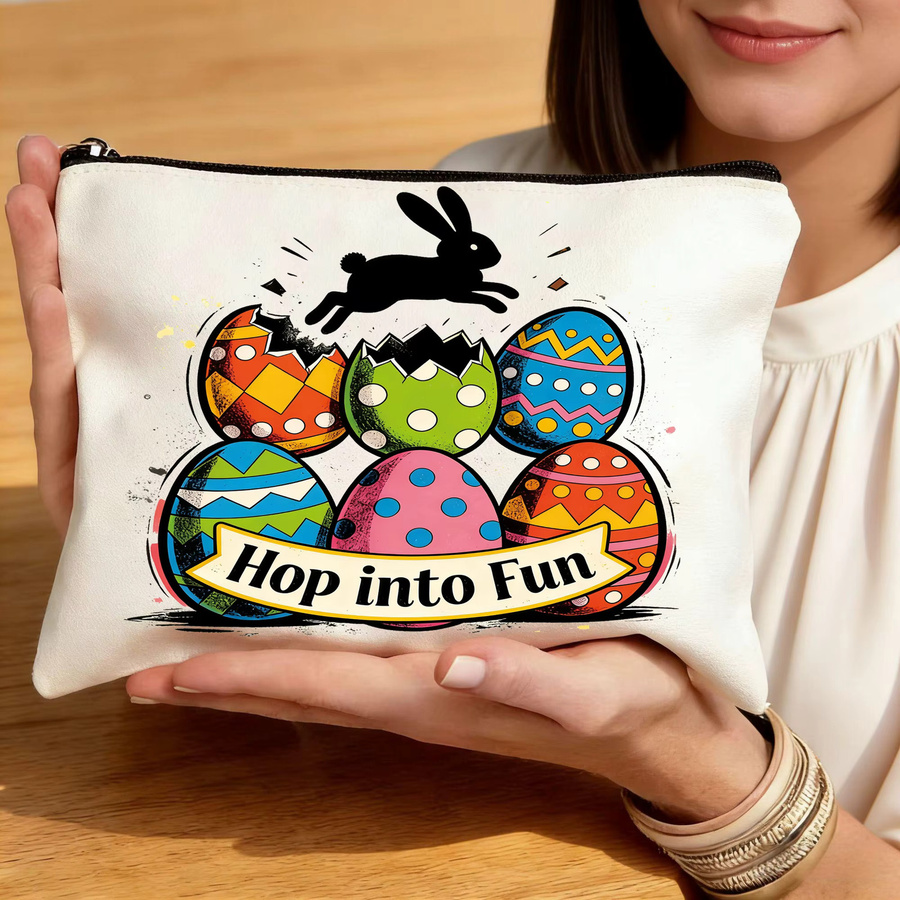 Multifunktionale Canvas-Aufbewahrungstasche mit Ostermotiv für Kosmetik und Schlüssel - Bild 3