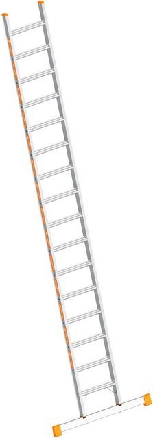 Layher Topic 1042 Stufenanlegeleiter mit Quertraverse, 16 Stufen, Silber, rollbar mit Gummifüßen - Bild 1