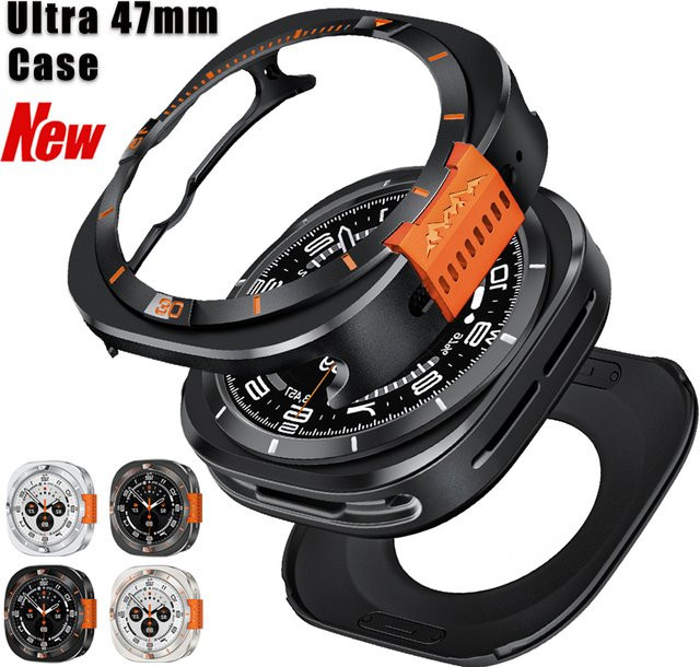 OAKCHARM Metall-Schutzhülle für Samsung Galaxy Watch Ultra, Schwarz - Bild 1