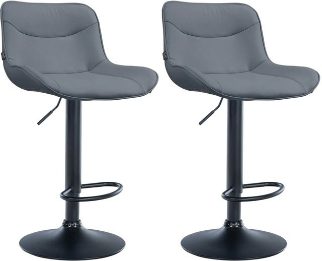 DELUKE Barhocker 2er Set TAMPA Barstühle aus Kunstleder in Grau und Schwarz mit Lehne und 360 Grad Drehsitz - Bild 1