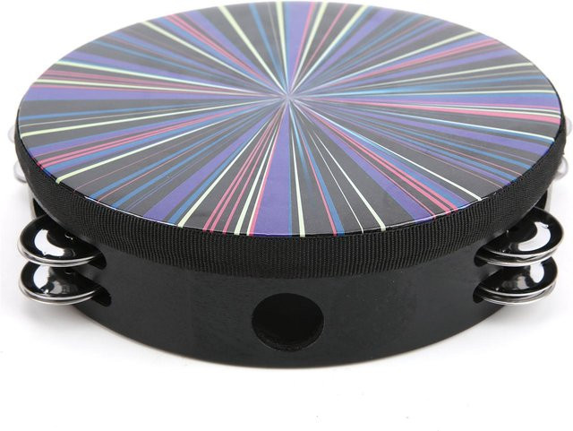 CosyHome Hand Tamburin Doppelreihe, Perkussion, 8 Zoll, Bunte Strahlen gray - Bild 1