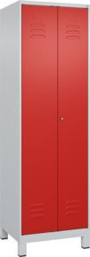 C+P Möbelsysteme Spind Classic PLUS Schwarz-Weiß mit 2 Abteilen, Zylinderschloss und Füßen, H x B x T: 195 x 60 x 50 cm - Bild 1
