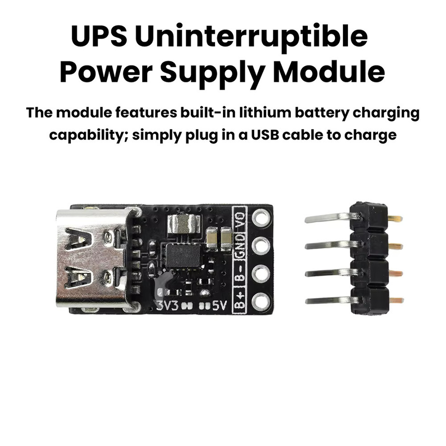 diymore USV-Modul Mikrocontroller-basiertes Lithium-Batterie-Lademodul mit USB-C-Schnittstelle, 3,3V/5V Ausgang, 1,5A/1A, Schwarz - Bild 3