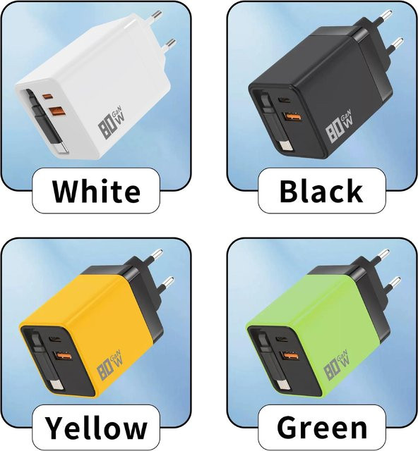Value Vault 80W GaN Schnellladegerät mit Dual-Port USB-A und USB-C in Weiß - Bild 1