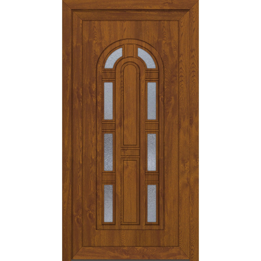 Roro Haustür OKE 1103 Kunststoff in Weiß-Golden Oak mit Glaseinsatz, B: 100 cm, H: 200 cm, DIN Rechts - Bild 2