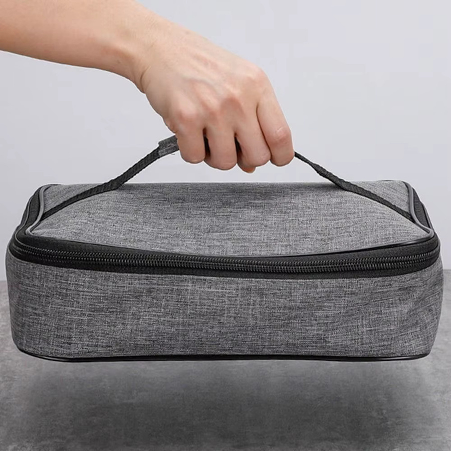 ISKYBOB Tragbare Quadratische Thermische Lunch-Tasche in Grau - Bild 2