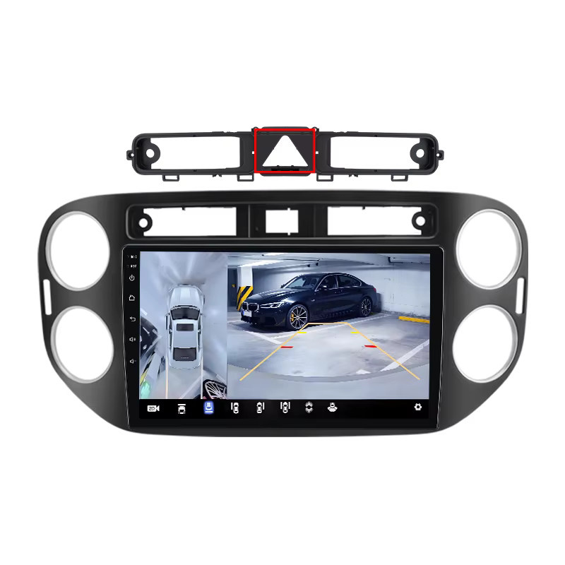 Junsun 8-Kern Autoradio mit 360° Panoramakamera, kabellosem CarPlay, Android Auto und GPS für VW Volkswagen Tiguan 1 NF 2006–2016, Schwarz - Bild 6